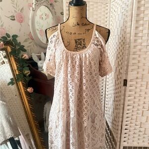 Blush Lace Feminine Bohemian Mini Dress